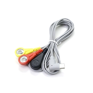 USB-C 90° Right Angle to 3-Lead 4.0mm ECG Female Snap Electrode Cable