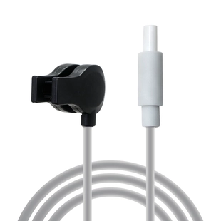 DC 2.35mm Safety Male Plug to Ear Clip Electrode Cable with Cable Clip, 1.2m Grey Silicone