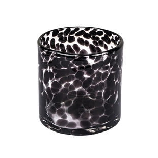 Leopard Spotted Smoke Black Glass Wotywny świecznik na podgrzewacz do nowoczesnego wystroju domu
