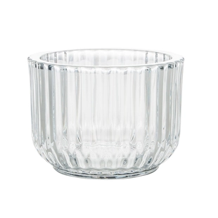 10oz Curved Base Thick Plain Glass Candle Holder Textured Pattern