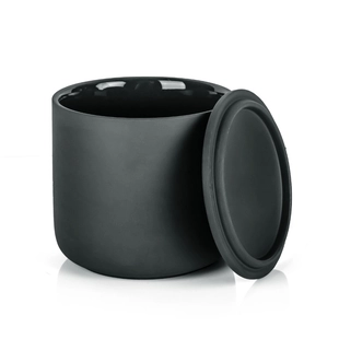 Classic Matte Black Ceramic Clay Candle Vessel With Lid
