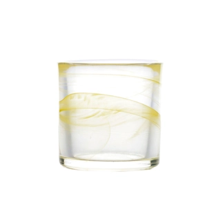 Yellow Swirl Handmade Small Votive Candle Glass Jar