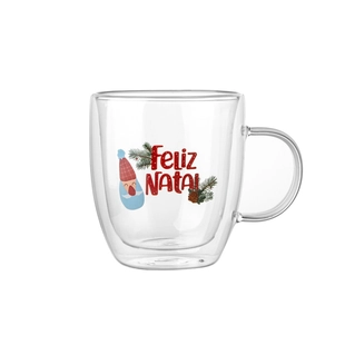 Borosilicate Double Walled Glass Coffee Mug With Handle For Holiday