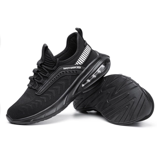 758 sapatos de segurança esportivos à prova de furos de aço com absorção de choque preto tênis