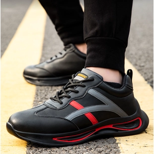 TM261 Black microfiber leather steel toe men safety shoes for construction