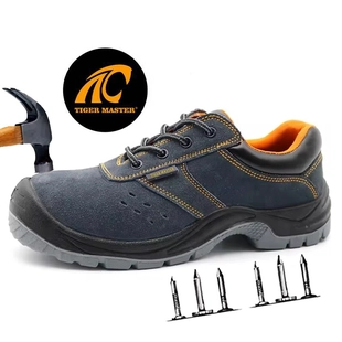 TM206 Antiderrapante camurça couro à prova de punção sapatos de trabalho esportivos biqueira de aço