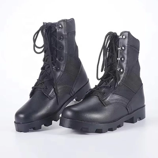 TM146 Rutschfeste Gummisohle, taktische Sicherheitsstiefel aus schwarzem Leder für das Outdoor-Training