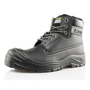 0158 negro cuero genuino piel Rusia invierno zapatos de seguridad para hombres