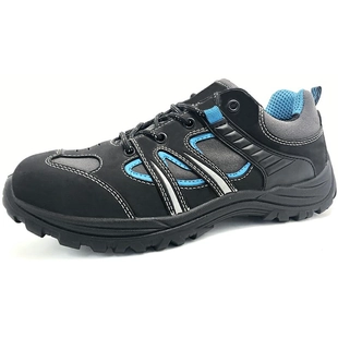 BTA049 Противоскользящая черная кожаная легкая защитная обувь без металла из стекловолокна