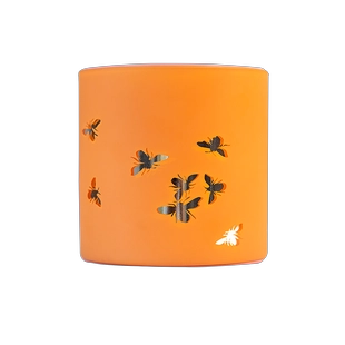 3 Wick Candle Holder Borosiliate Glass Laser Engraving Orange