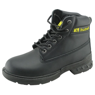 botas de seguridad única de trabajo PU de cuero genuino