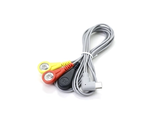 USB-C 90° Right Angle to 3-Lead 4.0mm ECG Female Snap Electrode Cable