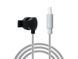 DC 2.35mm Safety Male Plug to Ear Clip Electrode Cable with Cable Clip, 1.2m Grey Silicone