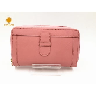 China Medium Größe rosa Leder Brieftasche Groß-Neu-Design Leder Geldbörse Hersteller-OEM ODM Frau Leder Geldbörse Hersteller