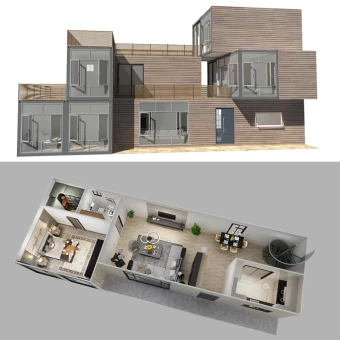 ประเทศจีน Residential - (Heya-4X03) Beautiful 4 Bed Rooms Container House Modular Sandwich Panel Steel  Plan - COPY - 371ppr ผู้ผลิต