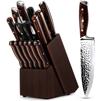 China Exclusive 15pc Stainless Steel Knife Set with Wooden Block - Amazon Hot Pick manufacturer