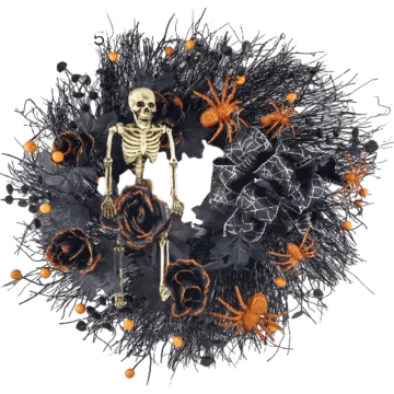 Halloween-Kranz Mit Hexenhut & Beinen – Schwarzer Dekokranz Für Tür & Wohnung, 61 Cm