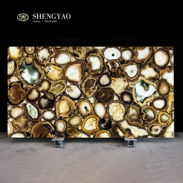 バックライト付きブルーメノウ石床タイル、半透明の半貴石タイル工場