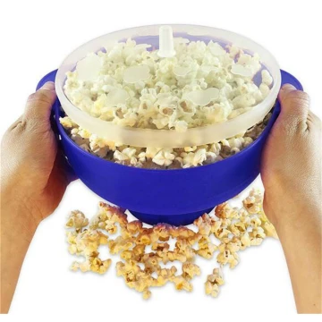 Bol à Pop-corn Silicone Micro-ondes – Pliable, Avec Couvercle, Sans BPA