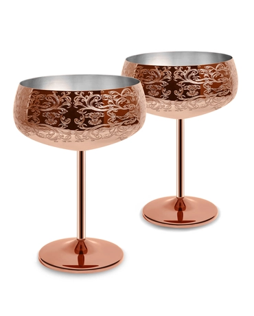 Chine Motif de gravure avec verre à cocktail Martini finition plaqué cuivre fabricant