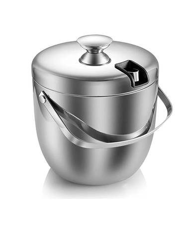 China Rounded Double-Wall Stainless Steel Ice Bucket with Swing Handle manufacturer