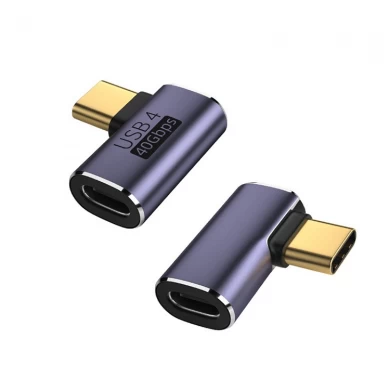 Conversor de adaptador de carregamento de transferência de dados de 90 graus tipo C USB 4.0 40 Gbps