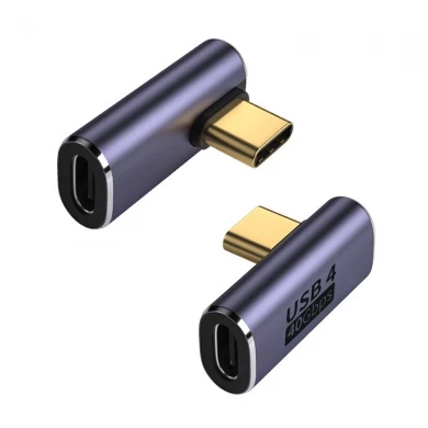 Conversor de adaptador de carregamento de transferência de dados de 90 graus tipo C USB 4.0 40 Gbps