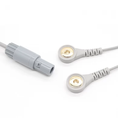 Lemo Plastics Plug to 4.0mm Gold-Plate Electrode Female Snap with 2 Lead Wire
