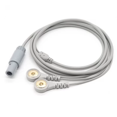 Lemo Plastics Plug to 4.0mm Gold-Plate Electrode Female Snap with 2 Lead Wire