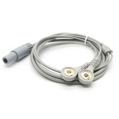 Lemo Plastics Plug to 4.0mm Gold-Plate Electrode Female Snap with 2 Lead Wire