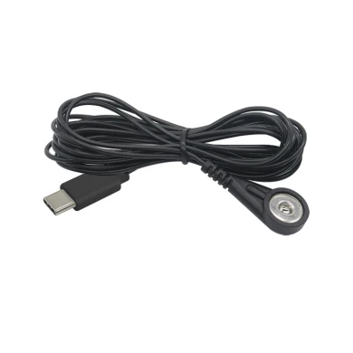 USB Type C to 4.0mm Female Snap Cable with 2 Leads Wire | Custom Medical Lead Wire from Dongguan Cable Factory