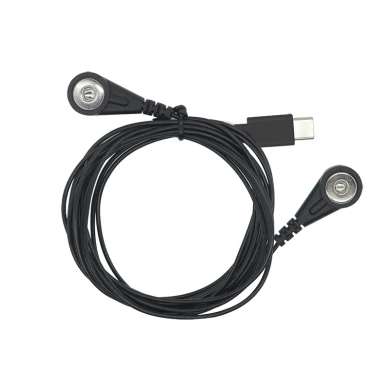USB Type C to 4.0mm Female Snap Cable with 2 Leads Wire | Custom Medical Lead Wire from Dongguan Cable Factory
