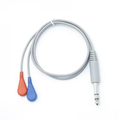 맞춤형 6.35mm 오디오 남성 플러그 듀얼 3.5mm 암 스냅 커넥터 케이블 2 개 리드 | 공인 의료 제조업체