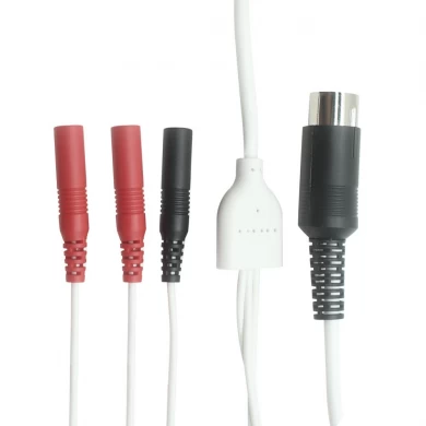 DIN personnalisé 6 broches à 3 plomb 2,0 mm d'électrode Câble épingle à broches avec protection en métal | Fabricant de fils de plomb TENS EMS
