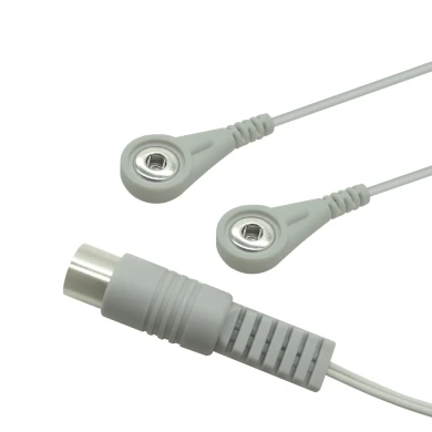 Customizable Spring Lead Wire DIN 5 Pin Male to Dual 3.5mm Female Snap ECG Coiled Cable | Dongguan Certified Medical Manufacturer