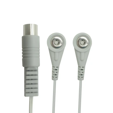Customizable Spring Lead Wire DIN 5 Pin Male to Dual 3.5mm Female Snap ECG Coiled Cable | Dongguan Certified Medical Manufacturer