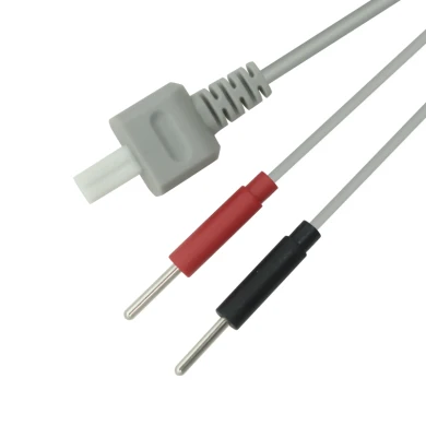 Customized 2.54mm 2 Pin Male Plug to 2.0mm Electrode Pin Lead Wire Medical ECG Cable | ISO13485 manufacturer Dongguan