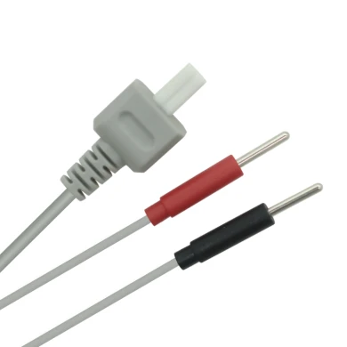Customized 2.54mm 2 Pin Male Plug to 2.0mm Electrode Pin Lead Wire Medical ECG Cable | ISO13485 manufacturer Dongguan