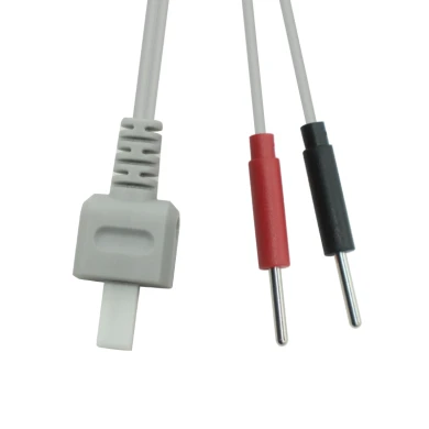 Customized 2.54mm 2 Pin Male Plug to 2.0mm Electrode Pin Lead Wire Medical ECG Cable | ISO13485 manufacturer Dongguan