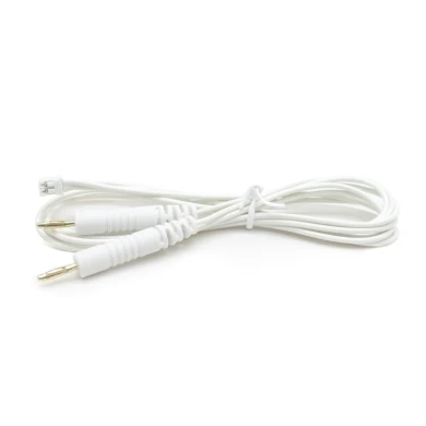 Customized 2pin connector To gold-plated  2.0mm banana plug cable with 2 leads wire | Dongguan TENS EMS Lead Wire Manufacturer