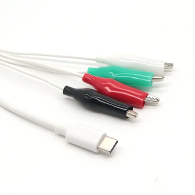 Customized USB Type-C to 4 Leads Crocodile Clip Cable | Dongguan Crocodile Cable Manufacturer