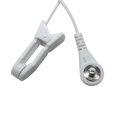 Customized 4.0mm Male Snap To Ear Clip Electrode Cable | Dongguan Medical Cable Manufacturer