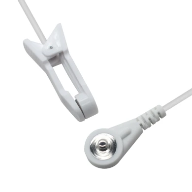 Customized 4.0mm Male Snap To Ear Clip Electrode Cable | Dongguan Medical Cable Manufacturer