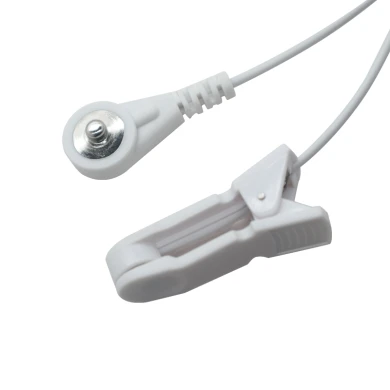 Customized 4.0mm Male Snap To Ear Clip Electrode Cable | Dongguan Medical Cable Manufacturer