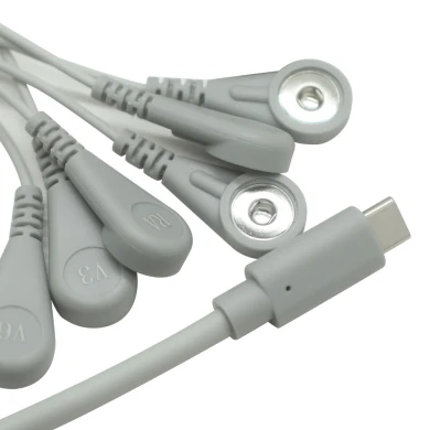 Customized Type-C Plug to SR Splitter to 10 Leads 4.0mm Female Snap Electrode Cable | Dongguan Medical Cable Manufacturer