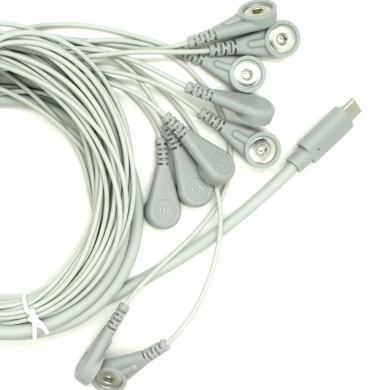 Customized Type-C Plug to SR Splitter to 10 Leads 4.0mm Female Snap Electrode Cable | Dongguan Medical Cable Manufacturer