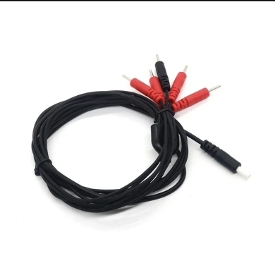 Customized DC2.35mm safety male plug to SR 2.0mm electrode pin cable with 5 leads wire | Lead Wire Manufacturer