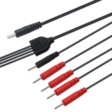 Customized DC2.35mm safety male plug to SR 2.0mm electrode pin cable with 5 leads wire | Lead Wire Manufacturer