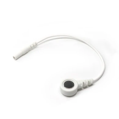 Customized 2.0mm Electrode Pin Turn To 4.0mm Magnetic Snap White Cable for Physical Therapy | Dongguan Lead Wire Manufacturer