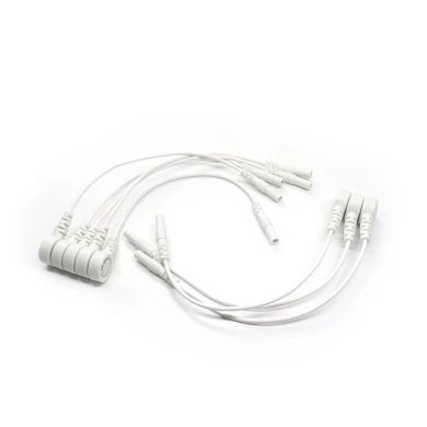 Customized 2.0mm Electrode Pin Turn To 4.0mm Magnetic Snap White Cable for Physical Therapy | Dongguan Lead Wire Manufacturer